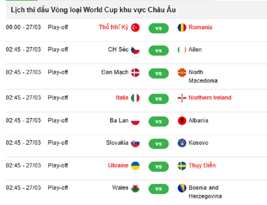 Lich thi dau VL WC 2026 ngay 27/3/2026